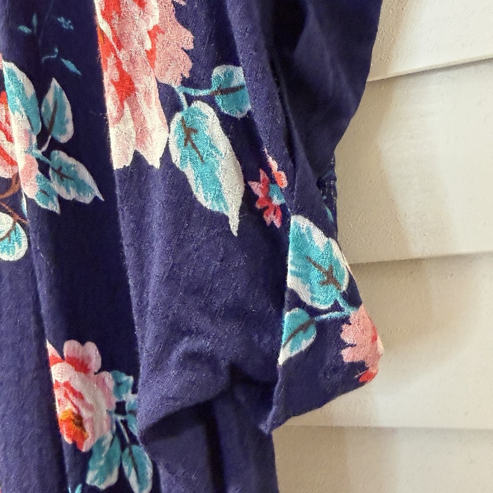 Kaileigh Navy Floral Dolman Sleeve Blouse Size XL Rayon Made in USA - Picture 6 of 14